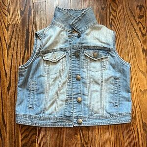 earl jean, jean jacket vest with lace in back